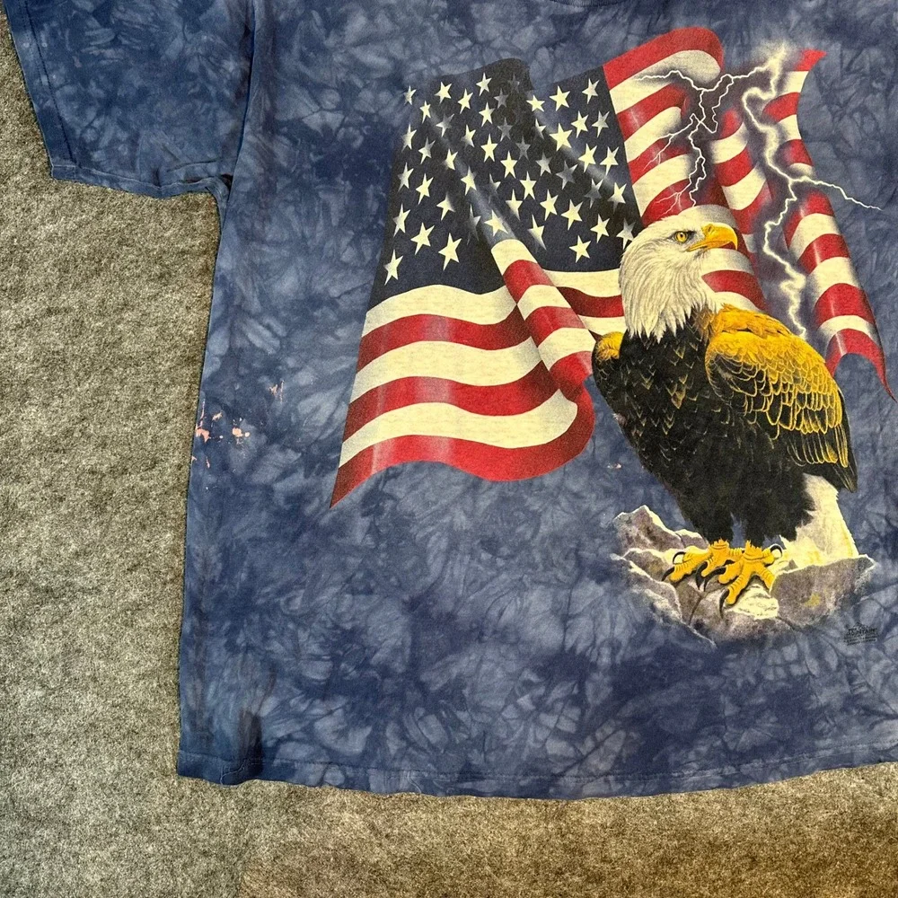 The Mountain Vintage Leather Tag Eagle American Flag T Shirt Tie Dye Mens‎ XL